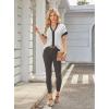 imageAvanova Women Color Block V Neck Short Sleeve Blouses Shirts Work Elegant Dressy TopsWhite Black