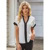 imageAvanova Women Color Block V Neck Short Sleeve Blouses Shirts Work Elegant Dressy TopsWhite Black