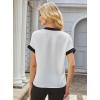 imageAvanova Women Color Block V Neck Short Sleeve Blouses Shirts Work Elegant Dressy TopsWhite Black