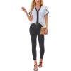 imageAvanova Women Color Block V Neck Short Sleeve Blouses Shirts Work Elegant Dressy TopsWhite Petal
