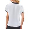 imageAvanova Women Color Block V Neck Short Sleeve Blouses Shirts Work Elegant Dressy TopsWhite Petal