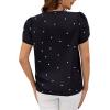 imageAvanova Women Heart Print Tulip Short Sleeve Shirt Blouse Notched V Neck Work TopBlack