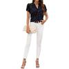 imageAvanova Women Heart Print Tulip Short Sleeve Shirt Blouse Notched V Neck Work TopBlack