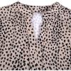imageAvanova Women Heart Print Tulip Short Sleeve Shirt Blouse Notched V Neck Work TopKhaki Leopard