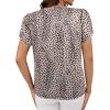 imageAvanova Women Heart Print Tulip Short Sleeve Shirt Blouse Notched V Neck Work TopKhaki Leopard