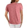 imageAvanova Women Heart Print Tulip Short Sleeve Shirt Blouse Notched V Neck Work TopPink