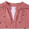 imageAvanova Women Heart Print Tulip Short Sleeve Shirt Blouse Notched V Neck Work TopPink