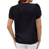 imageAvanova Women Heart Print Tulip Short Sleeve Shirt Blouse Notched V Neck Work TopSolid Black