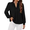 imageAvanova Women Long Sleeve Blouse V Neck Tops Work Business Casual ShirtsBlack