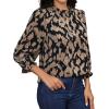 imageAvanova Women Polka Dot Long Sleeve Blouse Shirts Work Mock Neck Ruffle TopAllover Black