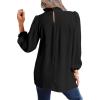 imageAvanova Women Polka Dot Long Sleeve Blouse Shirts Work Mock Neck Ruffle TopBlack