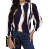 imageAvanova Women Polka Dot Long Sleeve Blouse Shirts Work Mock Neck Ruffle TopBlue White