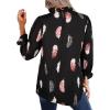 imageAvanova Women Polka Dot Long Sleeve Blouse Shirts Work Mock Neck Ruffle TopFeather Black