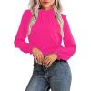 imageAvanova Women Polka Dot Long Sleeve Blouse Shirts Work Mock Neck Ruffle TopHot Pink