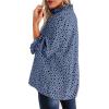 imageAvanova Women Polka Dot Long Sleeve Blouse Shirts Work Mock Neck Ruffle TopLeopard Blue