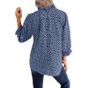imageAvanova Women Polka Dot Long Sleeve Blouse Shirts Work Mock Neck Ruffle TopLeopard Blue