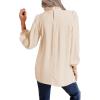 imageAvanova Women Polka Dot Long Sleeve Blouse Shirts Work Mock Neck Ruffle TopSolid Beige