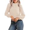 imageAvanova Women Polka Dot Long Sleeve Blouse Shirts Work Mock Neck Ruffle TopSolid Beige