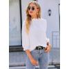 imageAvanova Women Polka Dot Long Sleeve Blouse Shirts Work Mock Neck Ruffle TopWhite Solid