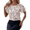 imageAvanova Women Print Ruffle Flutter Blouse Short Sleeve Work Business Top ShirtApricot