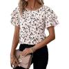 imageAvanova Women Print Ruffle Flutter Blouse Short Sleeve Work Business Top ShirtApricot