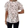 imageAvanova Women Print Ruffle Flutter Blouse Short Sleeve Work Business Top ShirtApricot