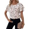 imageAvanova Women Print Ruffle Flutter Blouse Short Sleeve Work Business Top ShirtApricot
