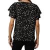 imageAvanova Women Print Ruffle Flutter Blouse Short Sleeve Work Business Top ShirtBlack