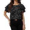 imageAvanova Women Print Ruffle Flutter Blouse Short Sleeve Work Business Top ShirtBlack