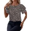 imageAvanova Women Print Ruffle Flutter Blouse Short Sleeve Work Business Top ShirtBlack Floral