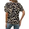 imageAvanova Women Print Ruffle Flutter Blouse Short Sleeve Work Business Top ShirtBlack Khaki