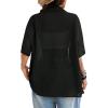 imageAvanova Women See Through Mesh Button Down Top Half Sleeve Collared Shirt BlouseBlack