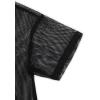 imageAvanova Women See Through Mesh Button Down Top Half Sleeve Collared Shirt BlouseBlack Hollow