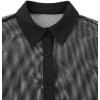 imageAvanova Women See Through Mesh Button Down Top Half Sleeve Collared Shirt BlouseBlack Hollow