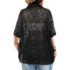 imageAvanova Women See Through Mesh Button Down Top Half Sleeve Collared Shirt BlouseBlack Line