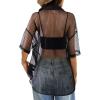 imageAvanova Women See Through Mesh Button Down Top Half Sleeve Collared Shirt BlouseBlack Sheer