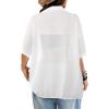 imageAvanova Women See Through Mesh Button Down Top Half Sleeve Collared Shirt BlouseWhite