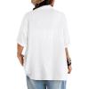 imageAvanova Women See Through Mesh Button Down Top Half Sleeve Collared Shirt BlouseWhite Cotton