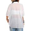 imageAvanova Women See Through Mesh Button Down Top Half Sleeve Collared Shirt BlouseWhite Sheer