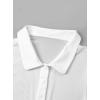 imageAvanova Women Sheer Mesh Button Down Crop Top Bell Sleeve Asymmetrical Hem ShirtWhite