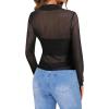 imageAvanova Women Sheer Mesh Crop Top Button Down Slim Fit Long Sleeve Blouse ShirtBlack