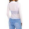 imageAvanova Women Sheer Mesh Crop Top Button Down Slim Fit Long Sleeve Blouse ShirtWhite