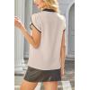 imageAvanova Women Short Sleeve Blouses Tie Neck Petal Tulip Sleeve Tops Work Business ShirtsBeige Black