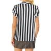 imageAvanova Women Short Sleeve Blouses Tie Neck Petal Tulip Sleeve Tops Work Business ShirtsBlack Striped