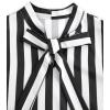 imageAvanova Women Short Sleeve Blouses Tie Neck Petal Tulip Sleeve Tops Work Business ShirtsBlack Striped