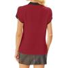 imageAvanova Women Short Sleeve Blouses Tie Neck Petal Tulip Sleeve Tops Work Business ShirtsBurgundy