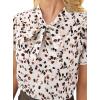 imageAvanova Women Short Sleeve Blouses Tie Neck Petal Tulip Sleeve Tops Work Business ShirtsKhaki Print