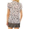 imageAvanova Women Short Sleeve Blouses Tie Neck Petal Tulip Sleeve Tops Work Business ShirtsKhaki Print