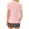 imageAvanova Women Short Sleeve Blouses Tie Neck Petal Tulip Sleeve Tops Work Business ShirtsPink