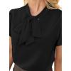 imageAvanova Women Short Sleeve Blouses Tie Neck Petal Tulip Sleeve Tops Work Business ShirtsSolid Black